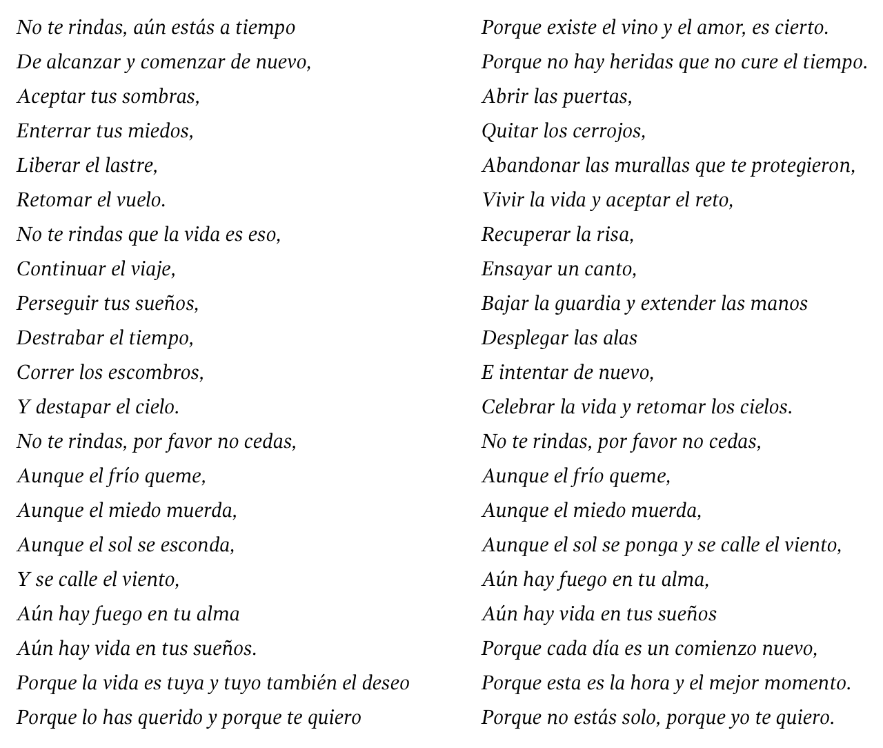 No te rindas, de Mario Benedetti